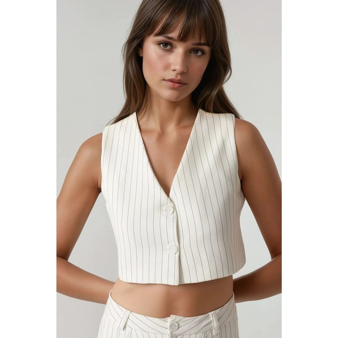 Pika Collectie Aansluitende Gestreepte Crop Top