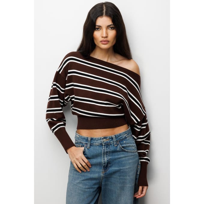 Bootneck Ballonmouwen Relaxed Fit Gebreide Trui