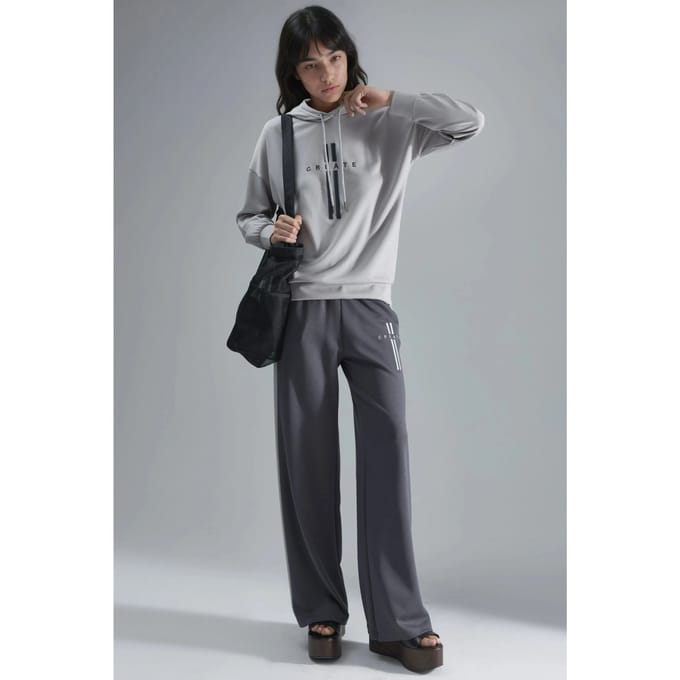 Modal Touch Hoodie & Gestreepte Gedetailleerde Broek Set