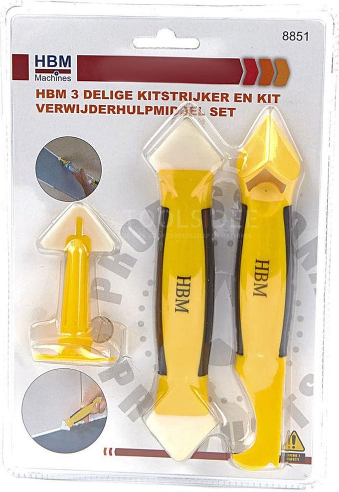 HBM 3-delige kitstrijker en kitverwijderhulpmiddel set