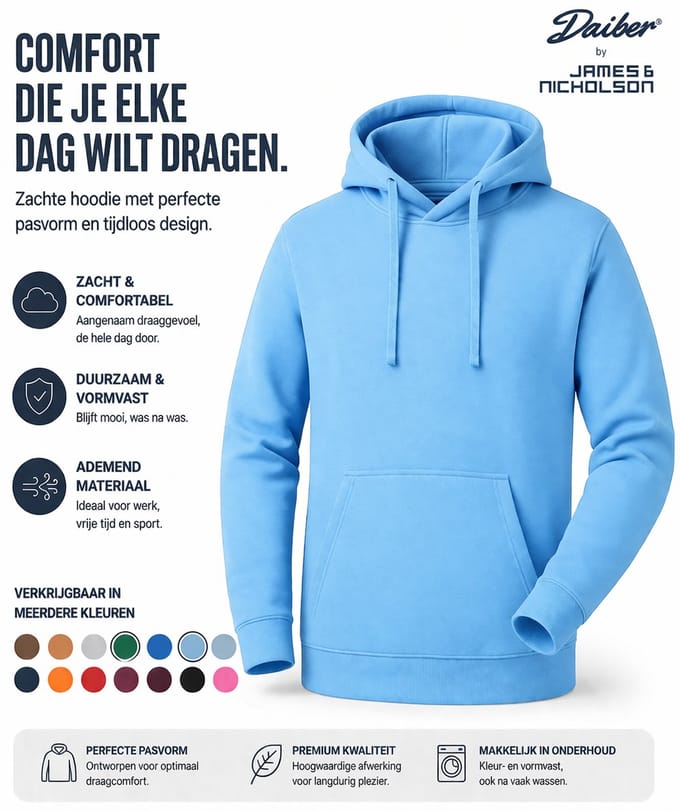 James And Nicholson Heren Basis Hoodie (Hemelsblauw)