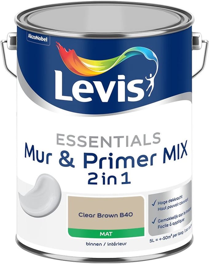 Levis - Essentials Mur & Primer Mix - Clear Brown B40 - Mengverf - 5 L