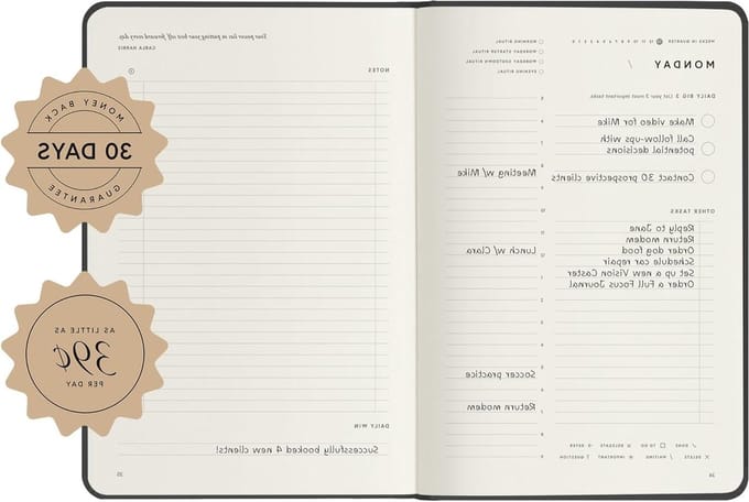 Focus Planner - Dagelijkse Planner - Doelen Stellen - Linnen Cover - A4 - Groen