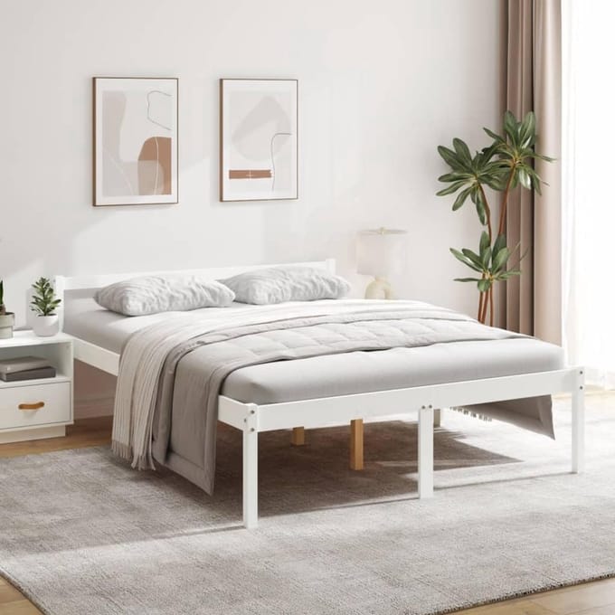 Houten Bedframe - Slaapmeubel - Comfortabel Slapen - Zithoogte 45cm - 160x200cm - Wit