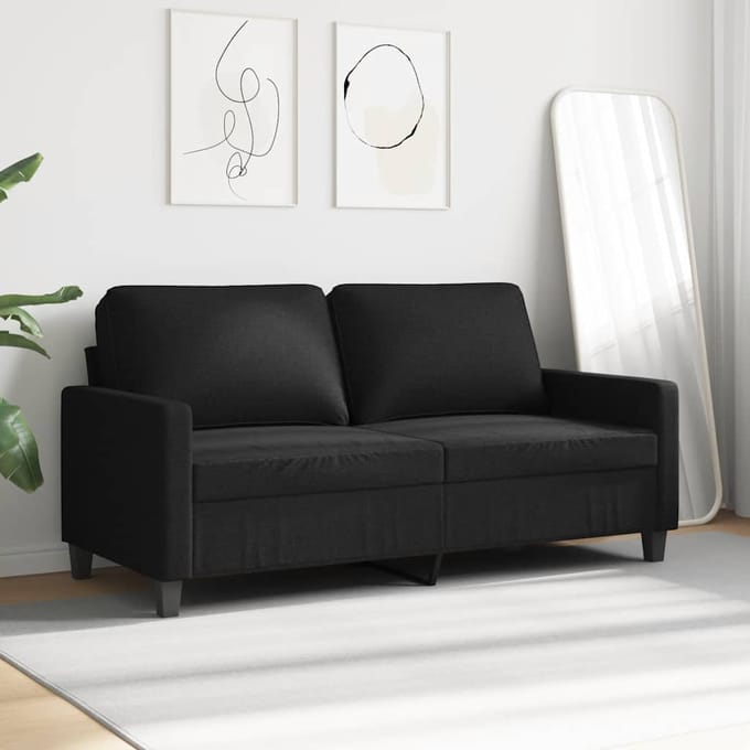 Vidaxl Bank 2-persoons, Zwart, 140 Cm, Bekleed met Stof