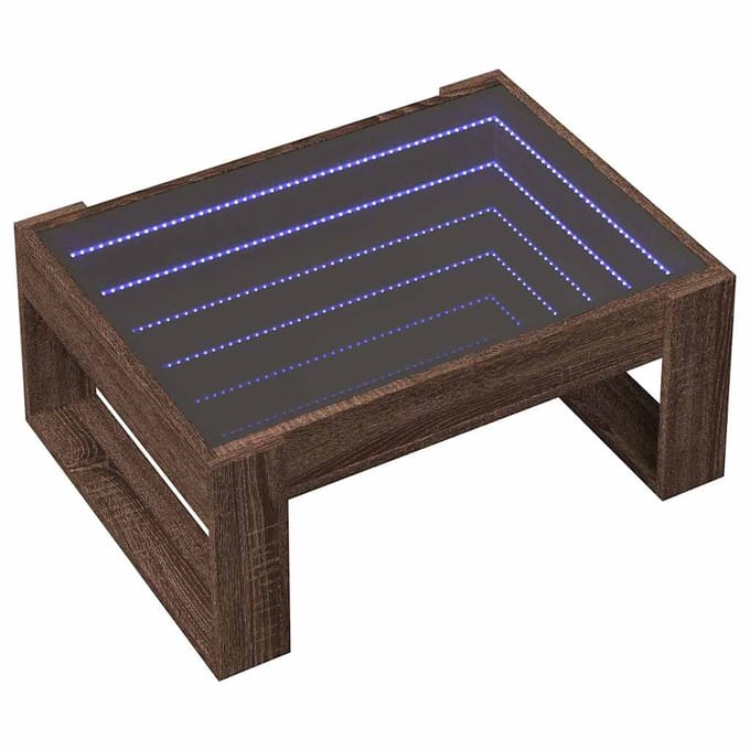 vidaXL - Salontafel - met - Infinity - LED - 70x53x30 - cm - bruin - eikenkleurig