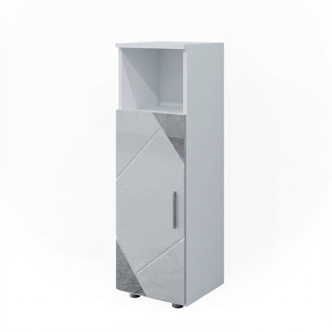 Vicco Irma Halfhoge kast – 30 x 95 cm Wit hoogglans met inzetstukken