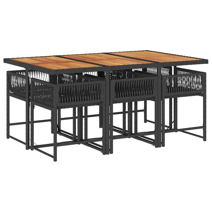 vidaXL - 7-delige - Tuinset - met - kussens - poly - rattan - zwart