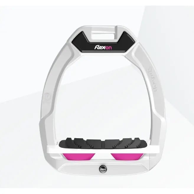 Veiligheidsstijgbeugels Paardrijden Hellend Grip Wit/Wit/Roze Flex-On Safe-On