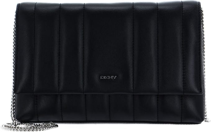 DKNY Leren Koppeling Seva Clutch Black / Silver Zwart