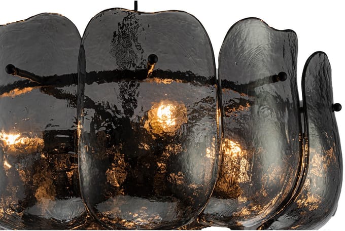 PTMD Vila Gunmetal Glass Hanging Lamp Round S