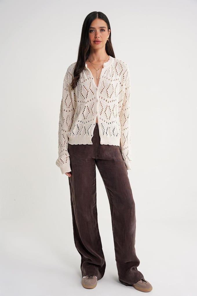 Textured Knit Cardigan met Knopenluiting
