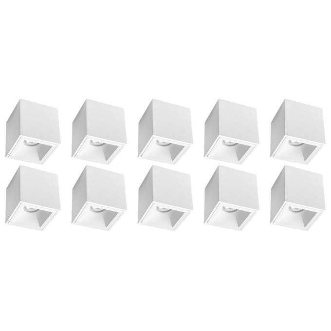 Opbouwspot 10 Pack - Pragmi Cliron Pro - GU10 Fitting - Opbouw Vierkant - Mat Wit - Aluminium - Verdiept - Ø90mm