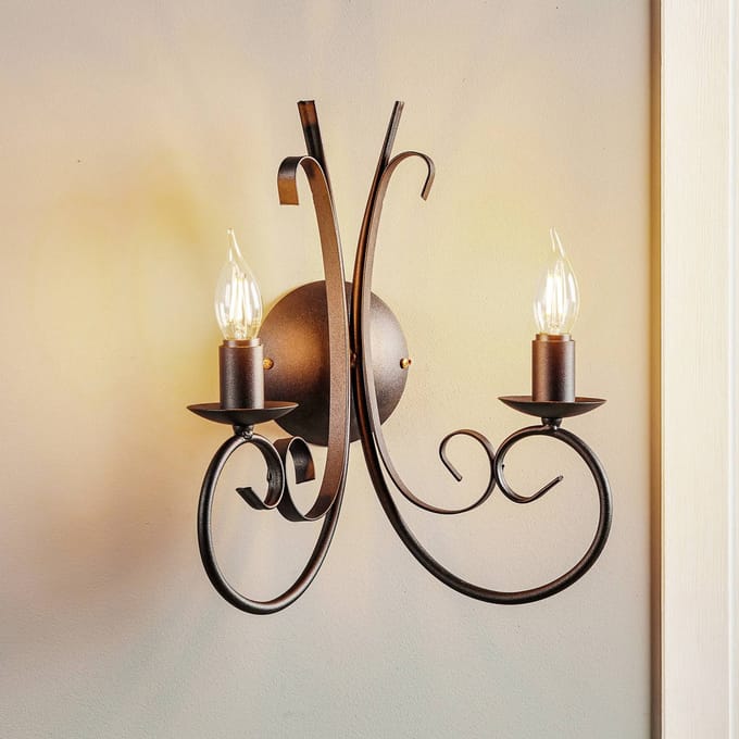 ONLI Wandlamp Pompei, 2-lamps, zwart