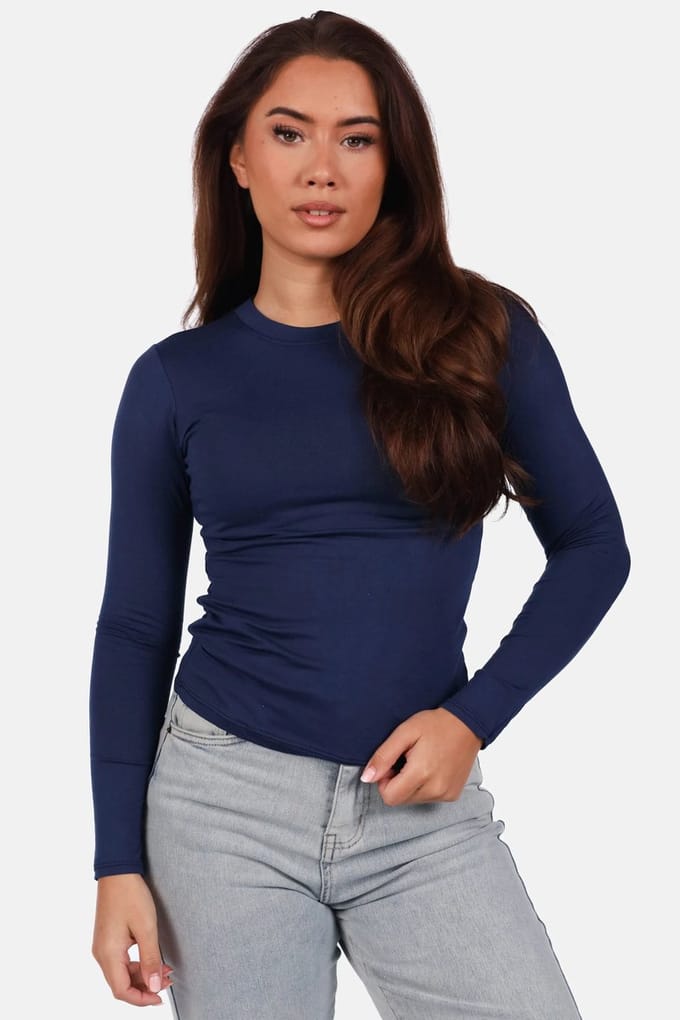 Getdrezzed Top - Maat: L - Dubbel gevoerde basic top met ronde hals donkerblauw