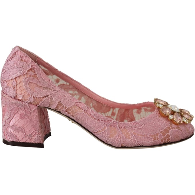 Dolce & Gabbana Roze Taormina Kant Kristal Hakken Pastel Schoenen