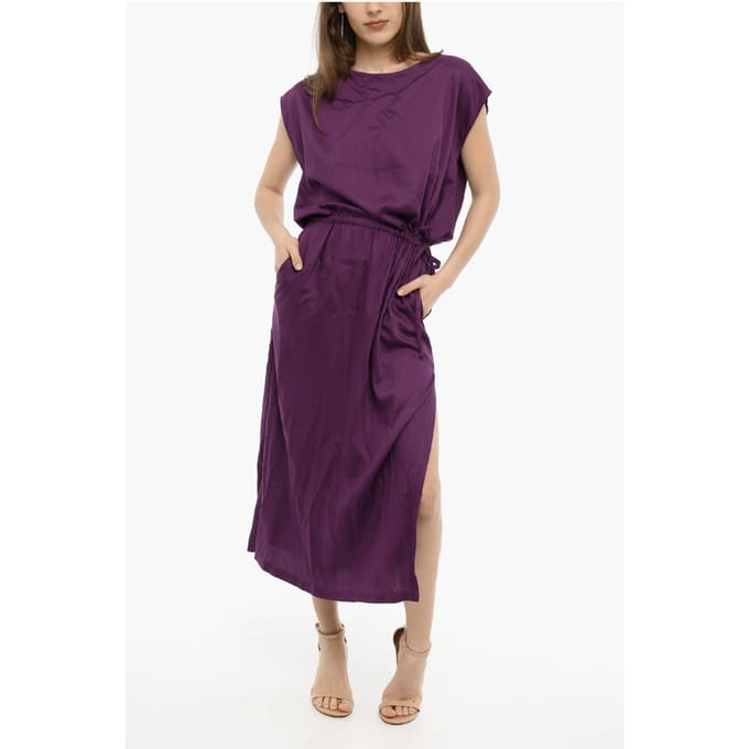 Maxi-jurk van effen twill in violet