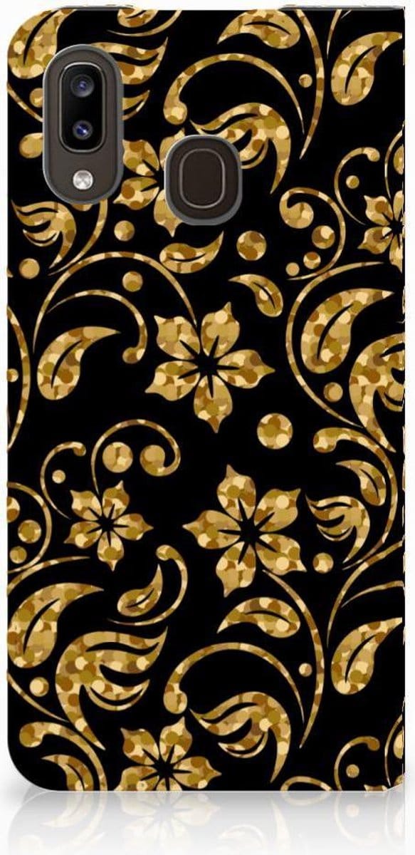 Samsung Galaxy A30 Smart Cover Gouden Bloemen