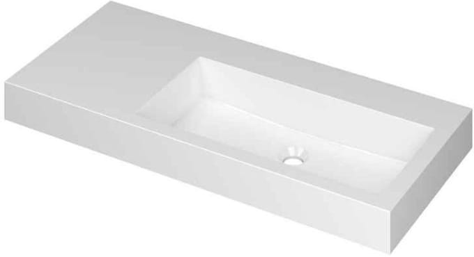 INK Momento Wastafel Polystone Wasbak Rechts Zonder Kraangat - 1000x450x90 mm - Glans Wit