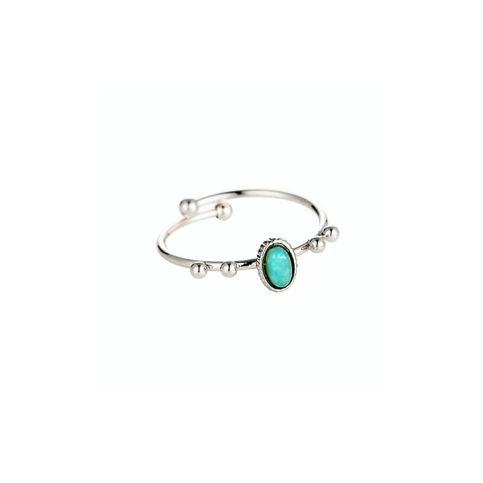 Dottilove Ring Dames - Witgoudkleurig Verguld Stalen - Verstelbare Ring Design-Natuursteen
