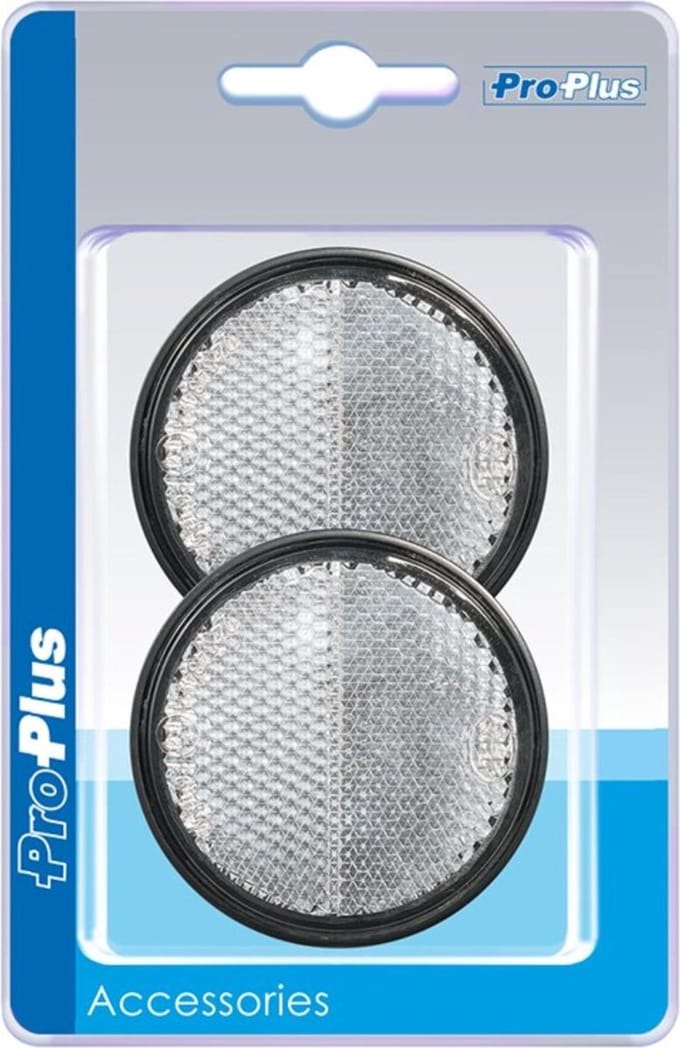 ProPlus Zelfklevende ronde reflector met grondplaat - wit - 55 mm - set van 2