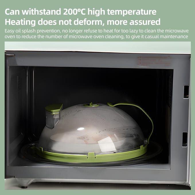 Couvercle anti-éclaboussures pour micro-ondes - Couvercle transparent anti-éclaboussures pour micro-ondes avec poignée / Water injection vert