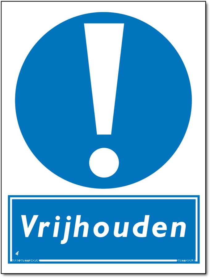 Vrij houden bord - Bord 300 x 400 mm - (Forex)