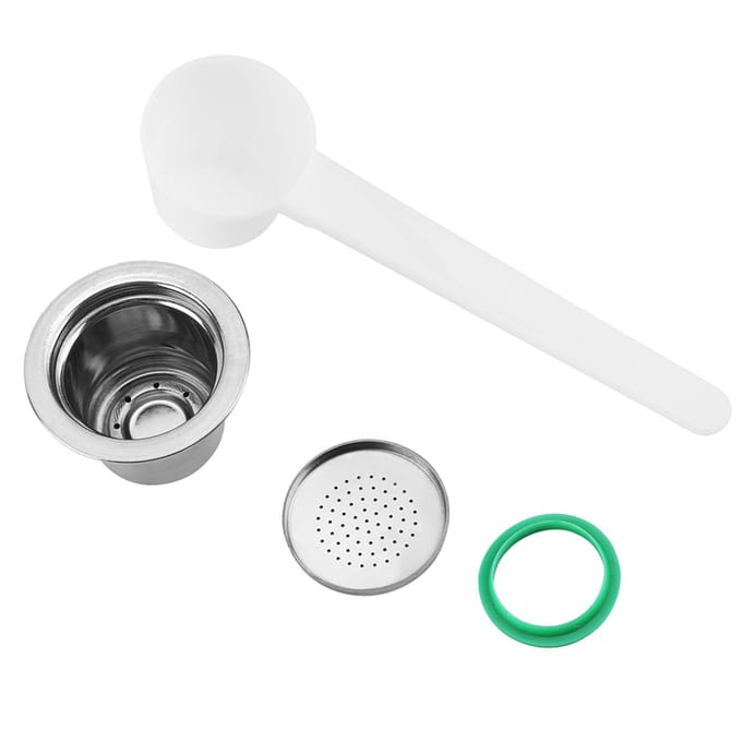 Capsule à café réutilisable en acier inoxydable rechargeable compatible pour machine à café white