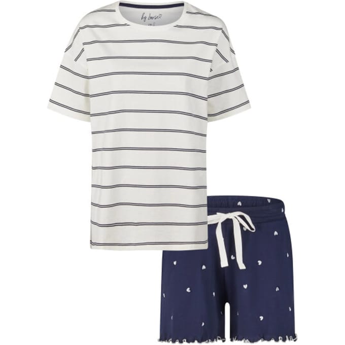 By Louise Dames Korte Pyjama Set Shortama Off-White - Maat M