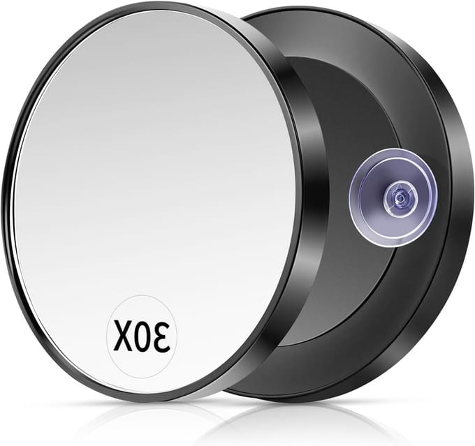 Draagbare Make-up Spiegel met 30x Vergroting en 2 Zuignappen voor Precisie en Gemak