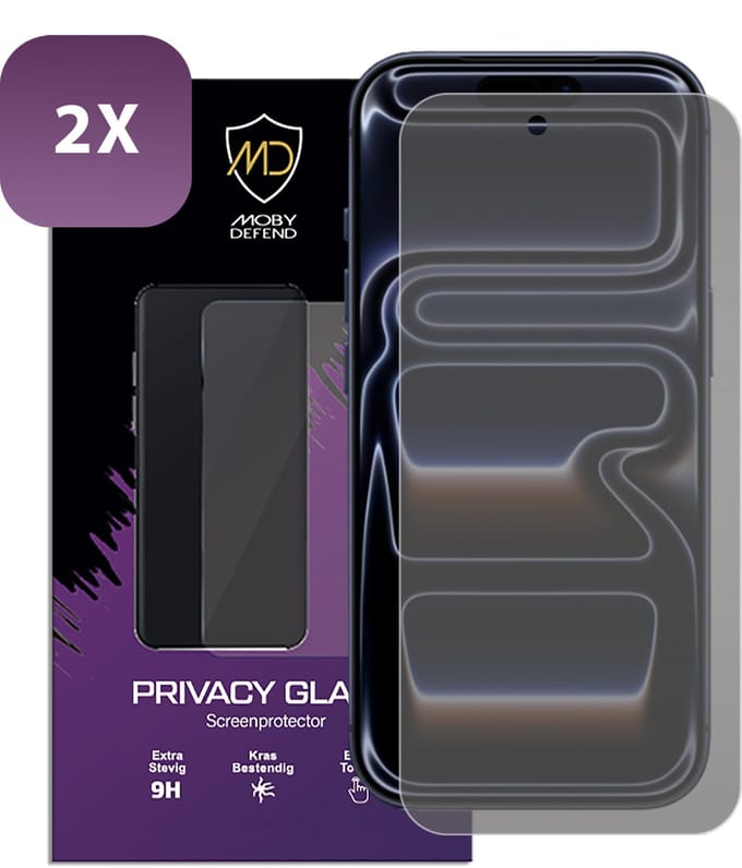 2-Pack MobyDefend Screenprotectors - Geschikt voor iPhone 17 Pro - Matte Privacy Glass Screensavers