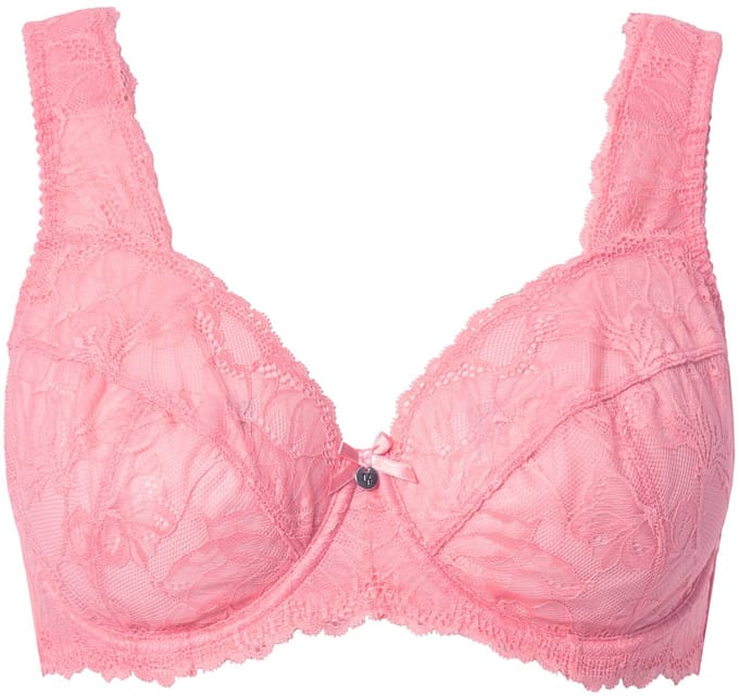 Ulla Popken - Dames - Beugelbeha kant brede schouderbandjes - Perzik roze - Maat 110F