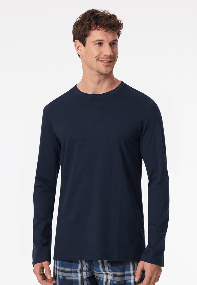 Schiesser Pyjama lang - donkerblauw/geruit - maat M