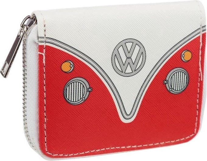 Volkswagen Kampeerbus VW T1 Rood Rondrits Portemonnee - Small