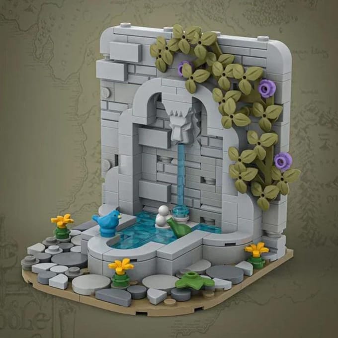 Briques de Construction de Château Médiéval Mur de Château Fontaine Technologie Blocs Modulaires Cadeaux Jouets de Noël Ensembles DIY Assemblage