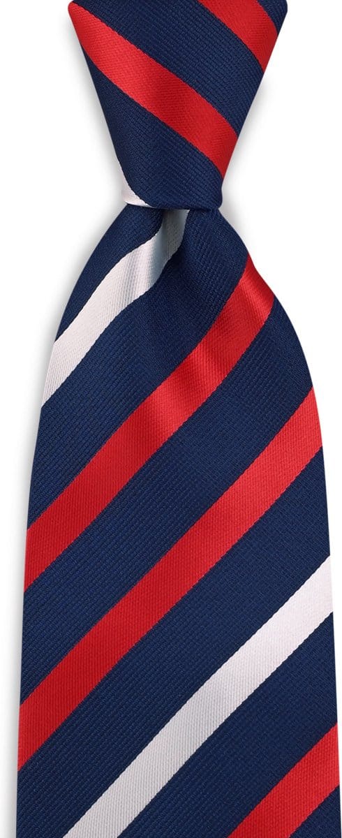 JB Collection - Stropdassen - stropdas rood / wit / blauw gestreept - rood / wit / marineblauw