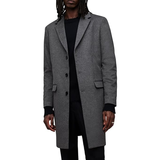 AllSaints Hal Coat Grey Größe: 44 | Einreihige Mäntel Outlet | Herren | Grau