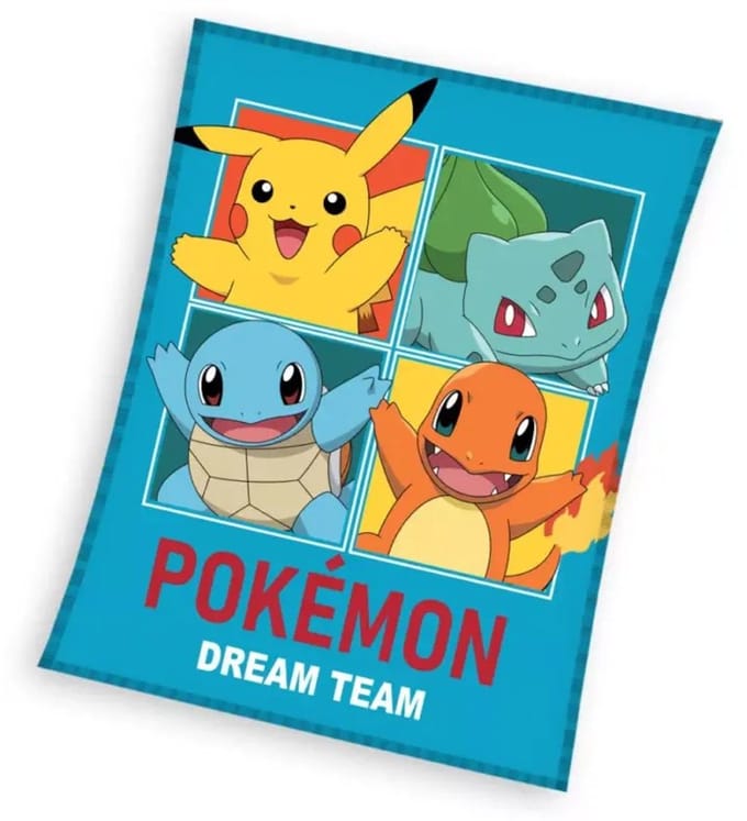 Pokemon fleece deken starters blauw - 110 x 140 cm