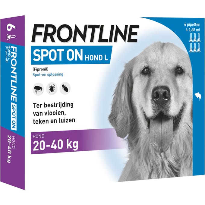 Frontline Spot-On - Anti vlooienmiddel - Hond - L - 6 pipetten