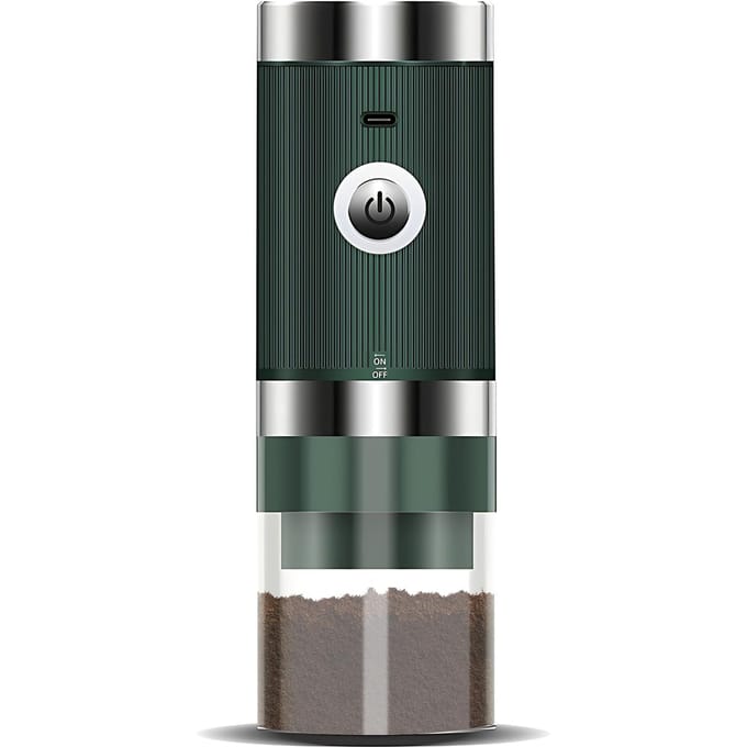 Elektrische koffiebonenmaler 5 niveaus instelbare automatische stop zwaartekracht espressomaler draagbaar groen