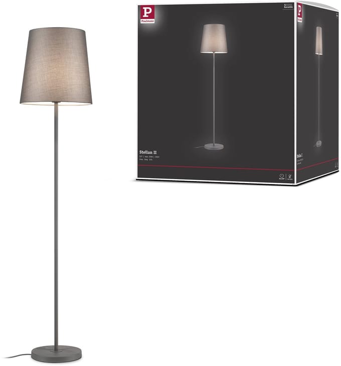 Staande lamp Stellan II E27 max. 20W Grijs Metaal, Textiel