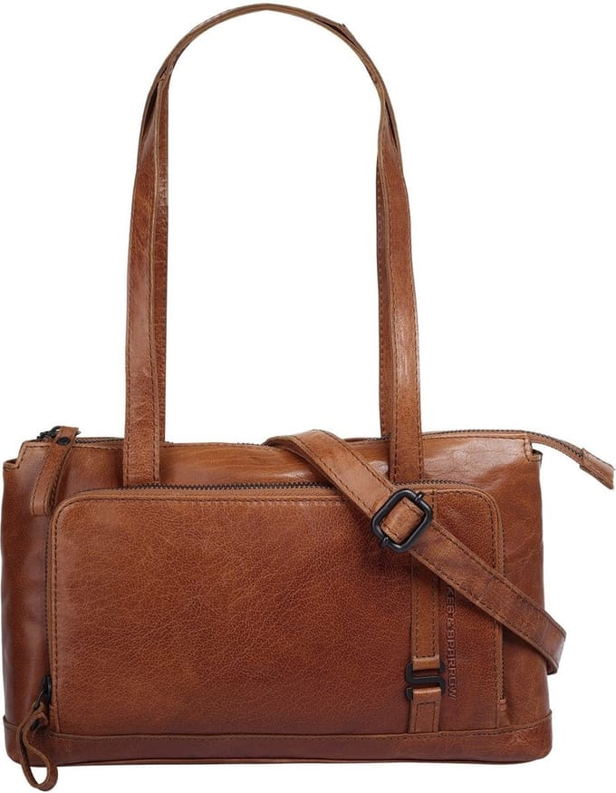 Spikes & Sparrow Bronco Medium Schoudertas Dames - Leer - Cognac
