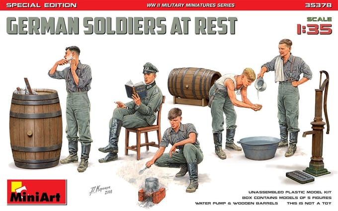 MiniArt Modelbouwpakket Militaire voertuigen - 35378 German Soldiers at Rest - Special Edition Plastic - 1:35 - Modelbouw
