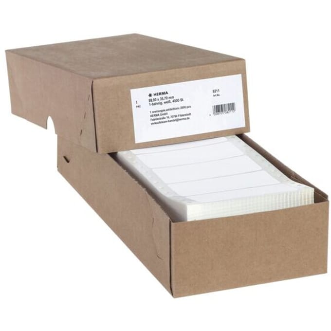 Computer eindeloze etiketten 1-baans permanent wit 88,9 x 37,5 mm »8211« 4000 st