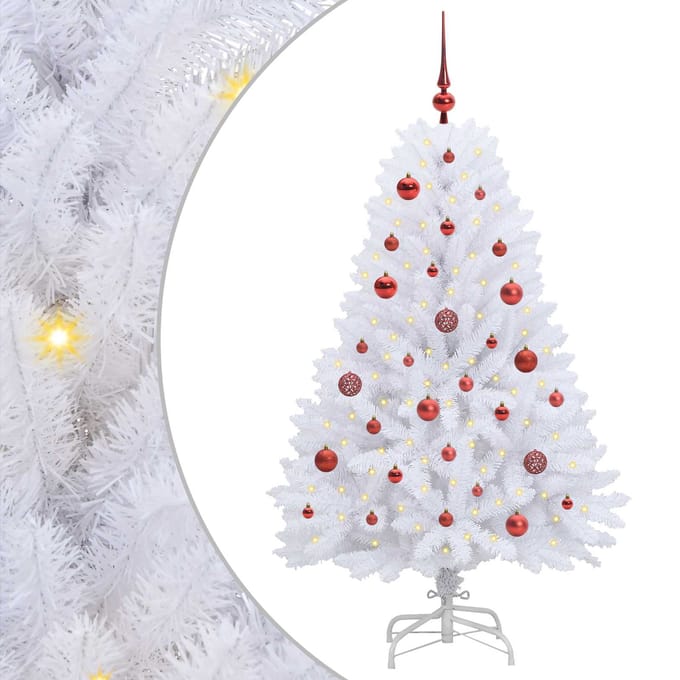 vidaXL Kunstmatige Inklapbare Kerstboom Wit 150 cm PVC en staal