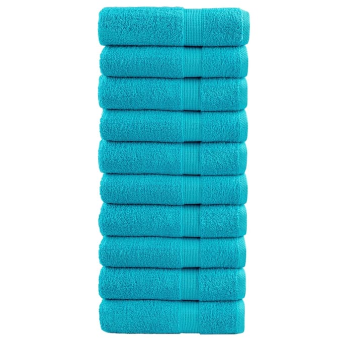 vidaXL - Badhanddoeken - SOLUND - 10 - st - 600 - g/m² - 70x140 - cm - turquoise
