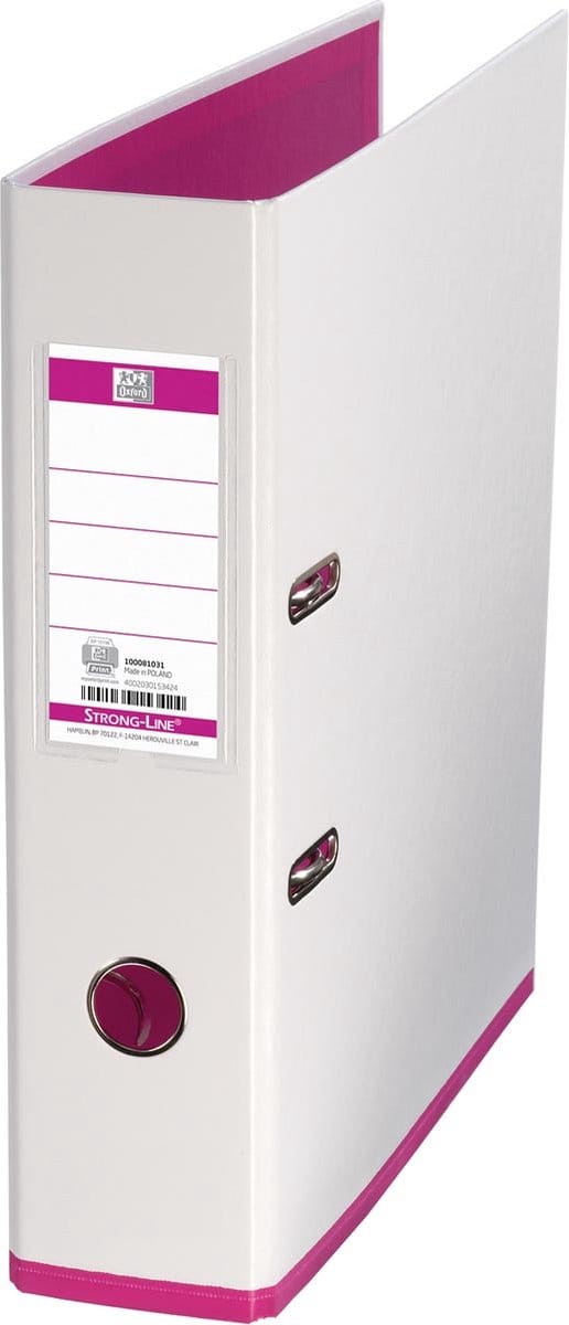 OXFORD MyColour ordner, formaat A4, uit karton, rug van 8 cm, wit-roze 10 stuks