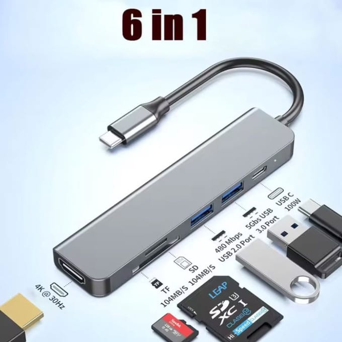 Togadget® - USB C Hub - geschikt voor Macbook Computers - USB 3.1 Docking - SD - TF Kaartlezer - Splitter - Universeel