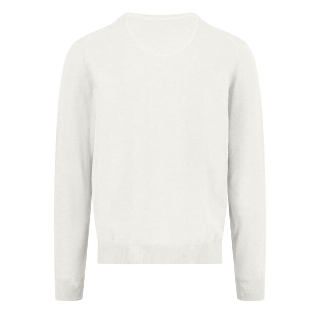Fynch-Hatton Trui Solid Color Superfine 3-Ply Cotton V-Neck New Off White / male