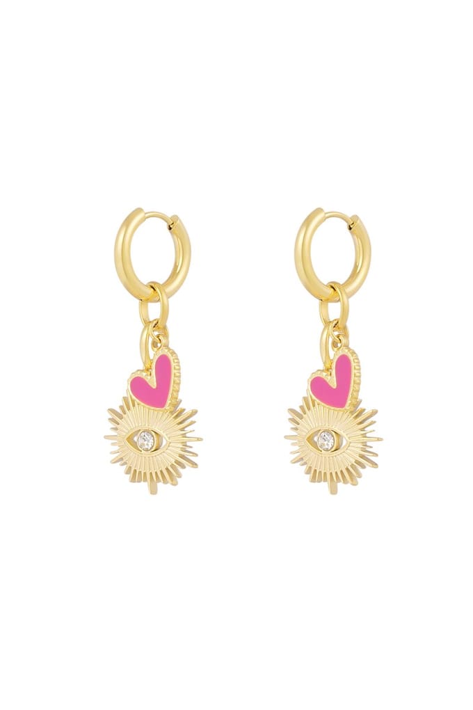 Bijoutheek Oorhangers Hart Oog Goud